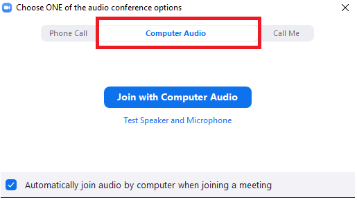 If you would like to listen to the seminar through your computer, click the Computer Audio tab.