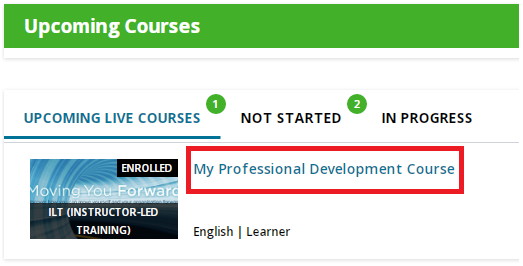 Once on the Academy Page, click on the seminar title found under the Upcoming Live Courses tab.